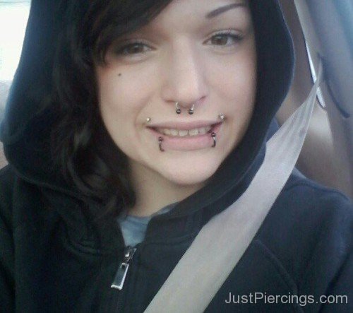 Septum And Canine Bites Piercings With BarBells