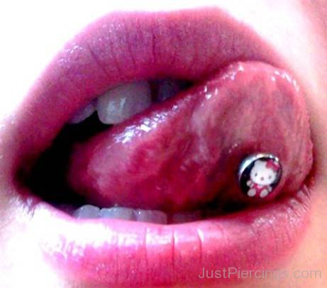 Tongue Piercing With Small Stud