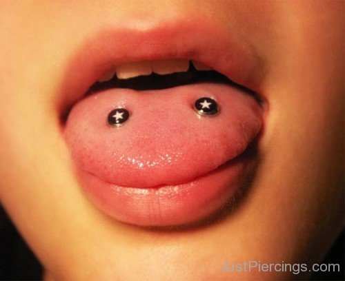 Tongue Piercings With Star Studs