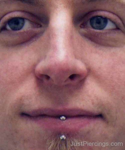 Vertical Labret Piercing For Men 