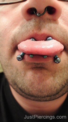 Black Barbell Horizontal Tongue Piercing