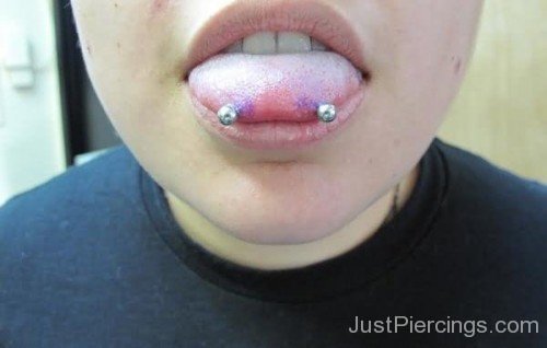 Curved Barbell Horizontal Tongue Piercing For Girls