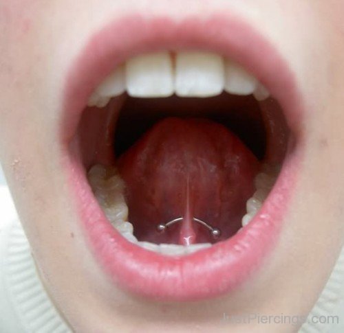 Curved Barbell Tongue Frenulum Piercing