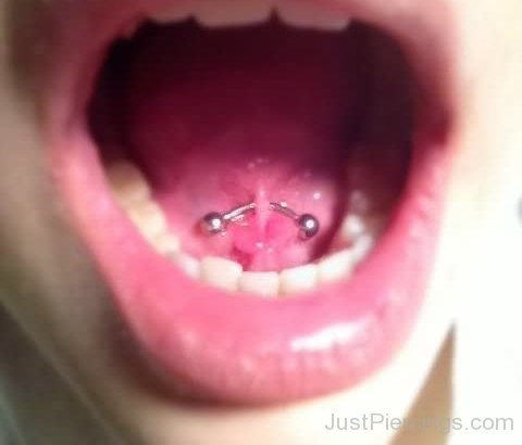 Curved Barbell Tongue Frenulum Piercing Picture
