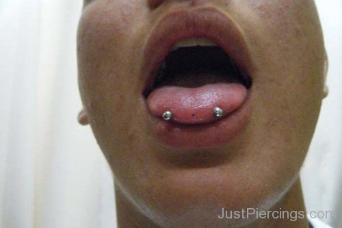 Horizontal Tongue Piercing