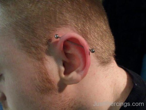 Men Have Scaffold Piercing On Left Ear