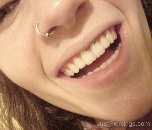 Nostril And Smiley Piercing