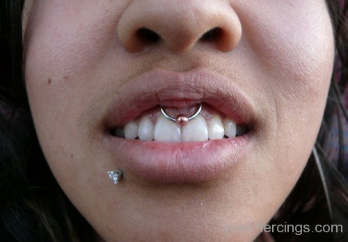 Right Labret And Smiley Piercing