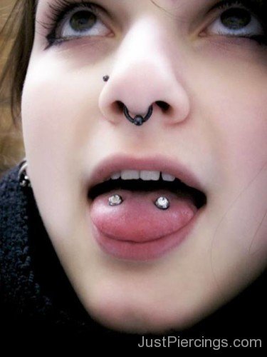 Septum And Tongue Piercing