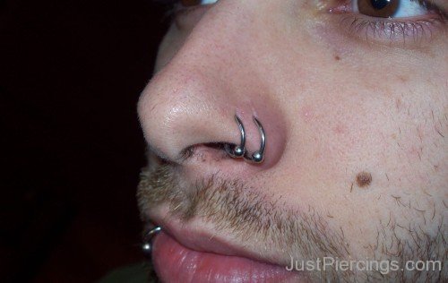 Silver Hoop Rings Double Nose Piercing