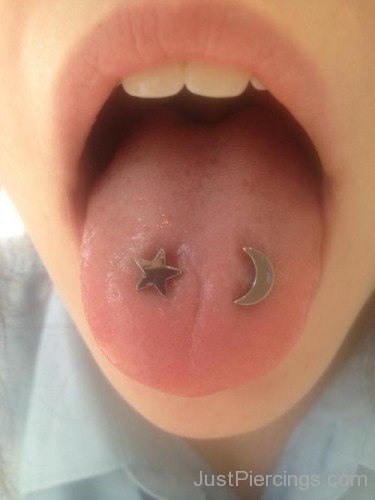 Star And Moon Piercing For Tongue