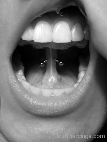 Tongue Web And Smiley Piercing