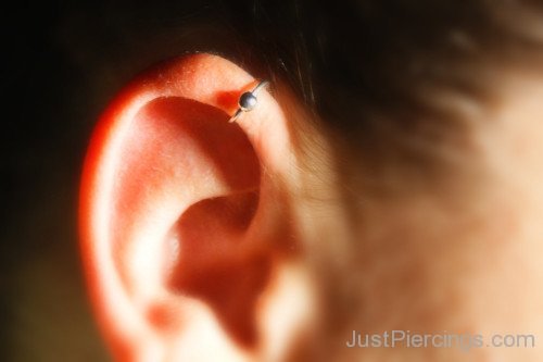 Close Up Of Forward Helix Piercing