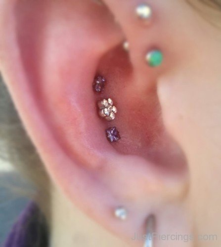 Conch And Forward Helix Healed Piercing