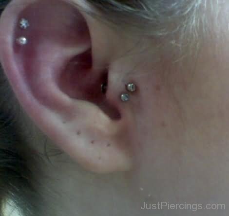 Dual Pinna And Double Tragus Piercings