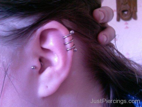 Ear Weave Or Helix Spiral Piercing