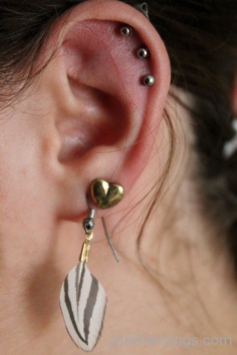 Feather Earring Lobe And Pinna Piercing