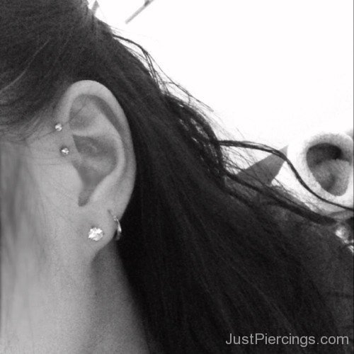 Forward Helix And Lobe Piercings For Girls