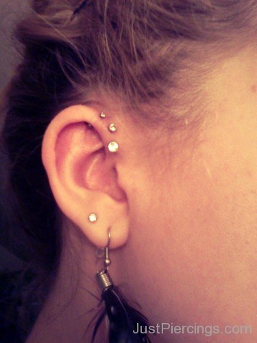 Forward Helix And Lobe Piercings For Girls