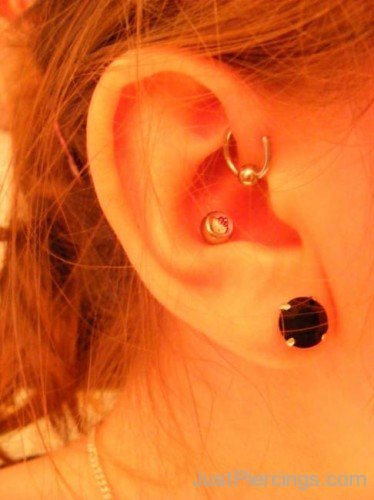 Forward Helix,Lobe And Inner Conch Piercing