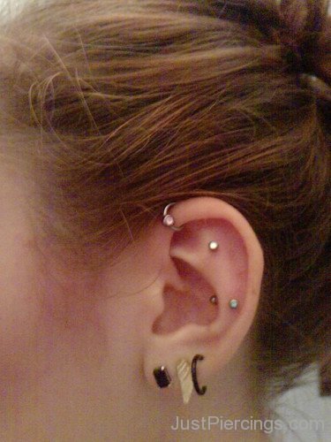 Helix Conch And Lobe Piercings