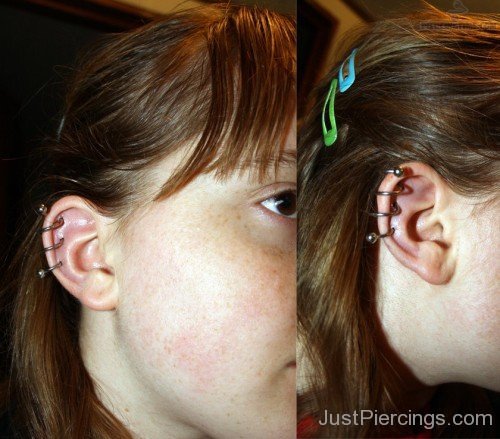 Helix Piercing With Spiral For Ear