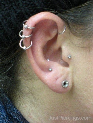 Helix,Forward Helix And Anti Tragus Piercings