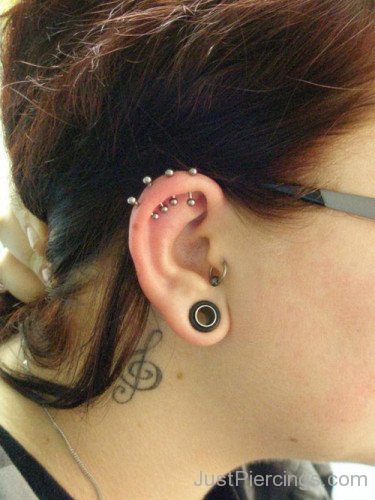 Helix,Tragus And Lobe Piercings