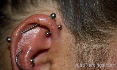 Industrial Helix And Forward Helix Piercing