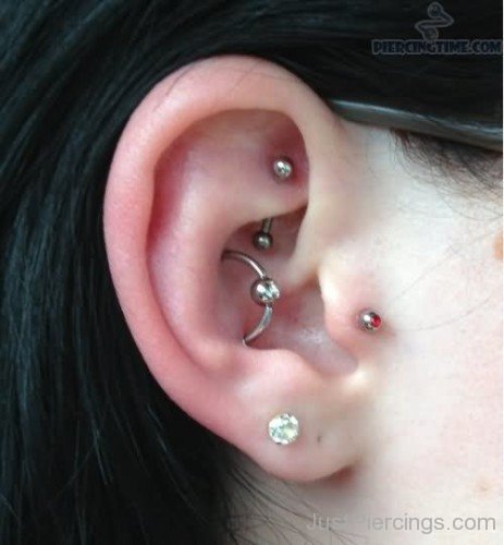 Inner Conch Orbital And Tragus Piercing