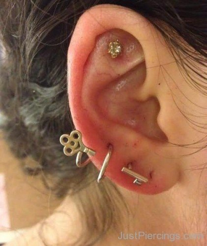 Key Earring Spiral Lobe Piercing