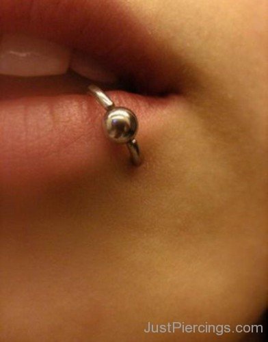 Labret Piercing With Silver Barbell