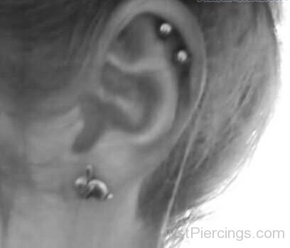 Lobe And Double Inner Pinna Piercing