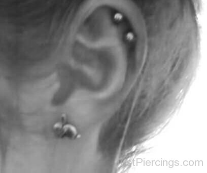 Lobe And Double Inner Pinna Piercing