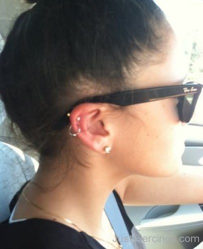 Lobe And Dual Pinna Piercing On Right Ear