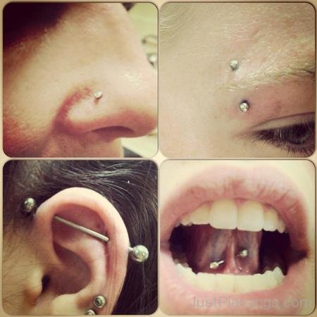Nose,Ear,Tongue Web And Eyebrow Piercings