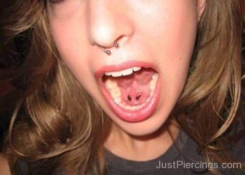 Septum And Tongue Web Piercing