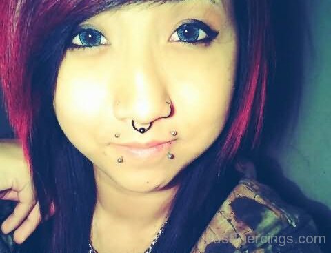 Septum Ball Ring And Dolphin Bites Piercing