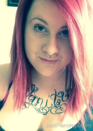 Septum With Monroe And Stud Lip Piercing