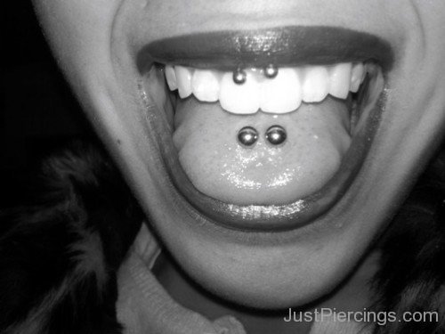 Smiley Piercing And Tongue Piercing