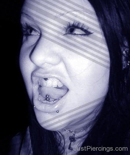 Snake Bites Tongue And Smiley Piercing