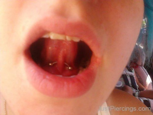 Tongue Web Piercing Close Up