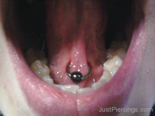 Tongue Web Piercing Close Up