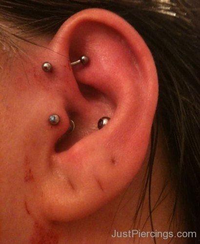 Tragus Conch And Pinna Piercing