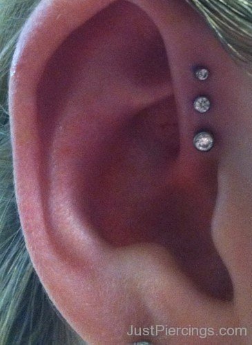 Triple Anti Helix Piercing For Young