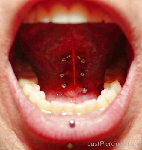 Ttriple Tongue Web Piercing