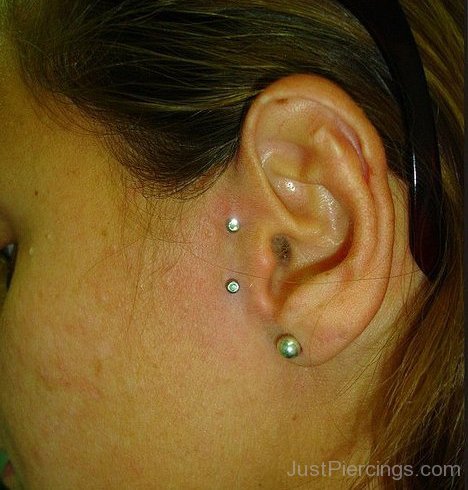 Vertical Tragus And Lobe Piercing Pic