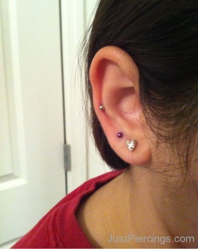 Dual Lobes And Pinna Piercing For Girls-JP123