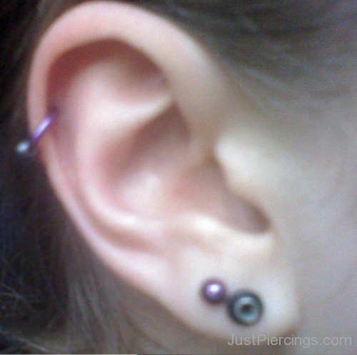 Helix And Lobe Piercing On Right Ear-JP123