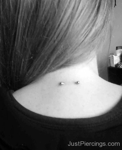 Neck Piercing With Silver Barbell-JP123